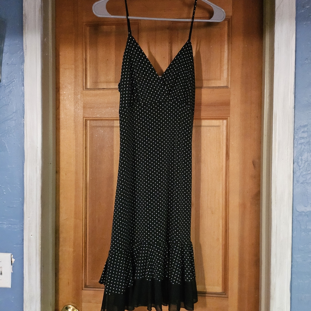 Mariposa Black Slip Midi Dress Spaghetti Strap